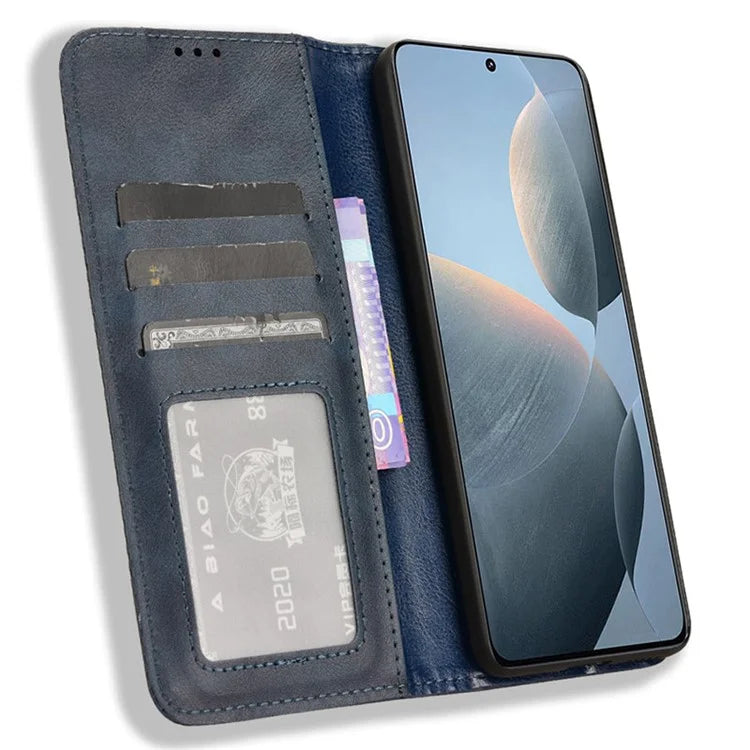 For Xiaomi Redmi K70E 5G / Poco X6 Pro 5G Wallet Case with Card Holder PU Leather Vintage Cover