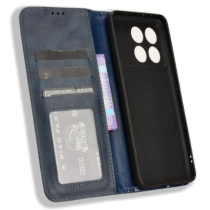 For Xiaomi Redmi K70E 5G / Poco X6 Pro 5G Wallet Case with Card Holder PU Leather Vintage Cover