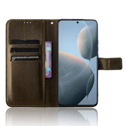 Leather Case for Xiaomi Redmi K70 5G / K70 Pro 5G Diamond Texture Book Folding Flip Folio Cover