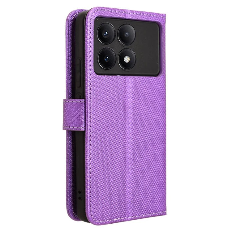 Leather Case for Xiaomi Redmi K70 5G / K70 Pro 5G Diamond Texture Book Folding Flip Folio Cover
