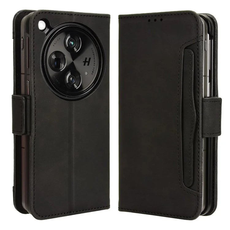 For Oppo Find N3 5G / OnePlus Open PU Leather Protective Case Card Holder Stand Flip Cover