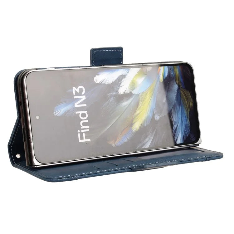 For Oppo Find N3 5G / OnePlus Open PU Leather Protective Case Card Holder Stand Flip Cover
