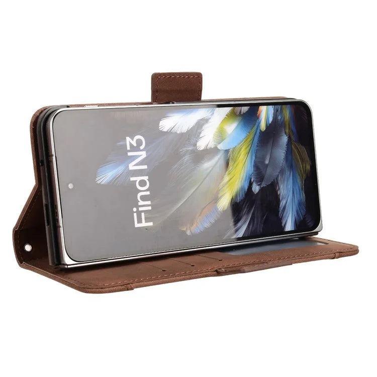 For Oppo Find N3 5G / OnePlus Open PU Leather Protective Case Card Holder Stand Flip Cover