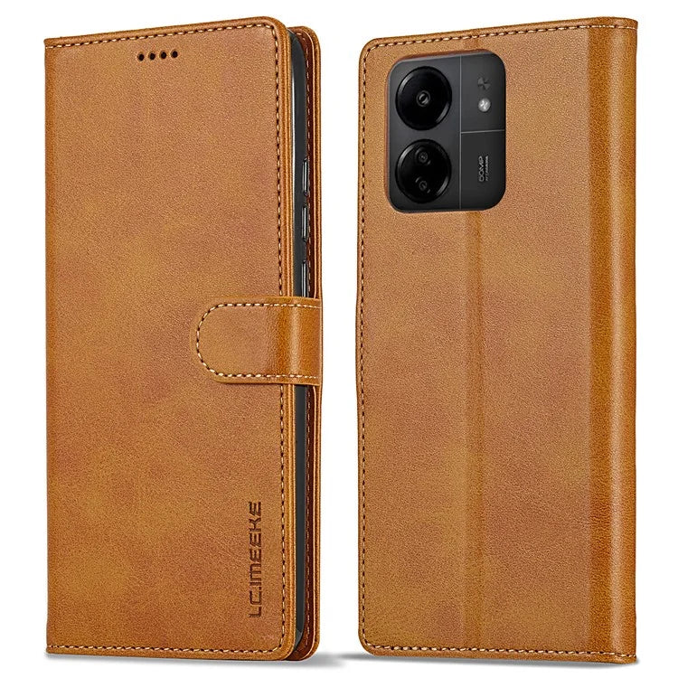 LC.IMEEKE For Xiaomi Redmi 13C 4G / 5G / Poco C65 4G Magnetic Phone Case Calf Texture Leather Wallet Cover
