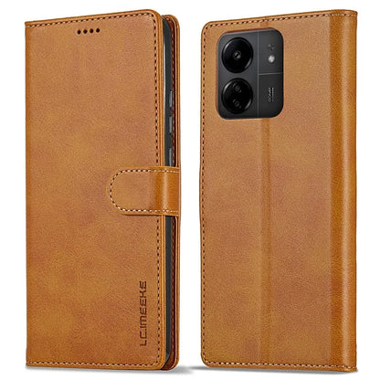 LC.IMEEKE For Xiaomi Redmi 13C 4G / 5G / Poco C65 4G Magnetic Phone Case Calf Texture Leather Wallet Cover