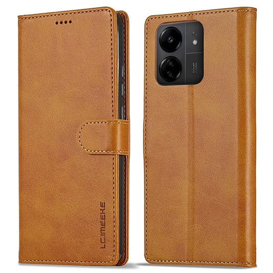 LC.IMEEKE For Xiaomi Redmi 13C 4G / 5G / Poco C65 4G Magnetic Phone Case Calf Texture Leather Wallet Cover