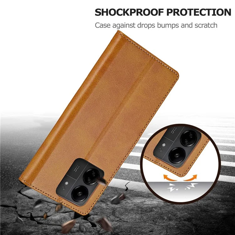 LC.IMEEKE For Xiaomi Redmi 13C 4G / 5G / Poco C65 4G Magnetic Phone Case Calf Texture Leather Wallet Cover