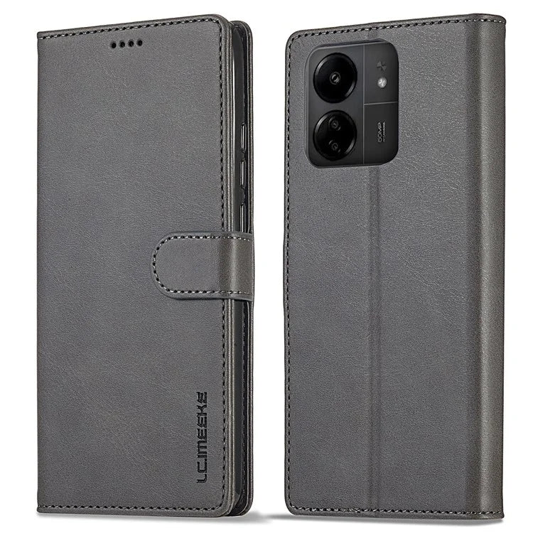 LC.IMEEKE For Xiaomi Redmi 13C 4G / 5G / Poco C65 4G Magnetic Phone Case Calf Texture Leather Wallet Cover