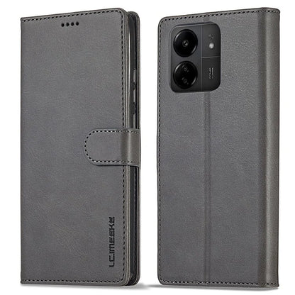 LC.IMEEKE For Xiaomi Redmi 13C 4G / 5G / Poco C65 4G Magnetic Phone Case Calf Texture Leather Wallet Cover