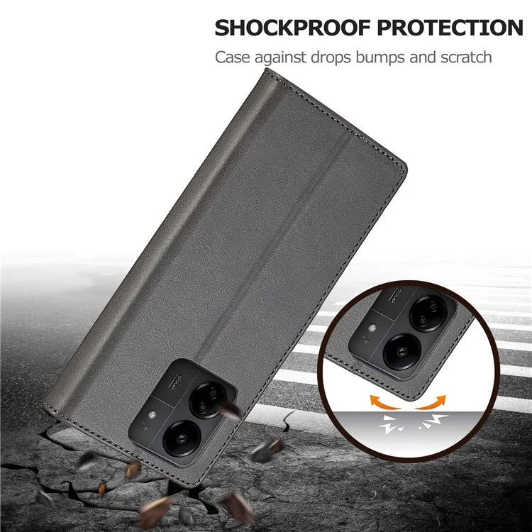 LC.IMEEKE For Xiaomi Redmi 13C 4G / 5G / Poco C65 4G Magnetic Phone Case Calf Texture Leather Wallet Cover