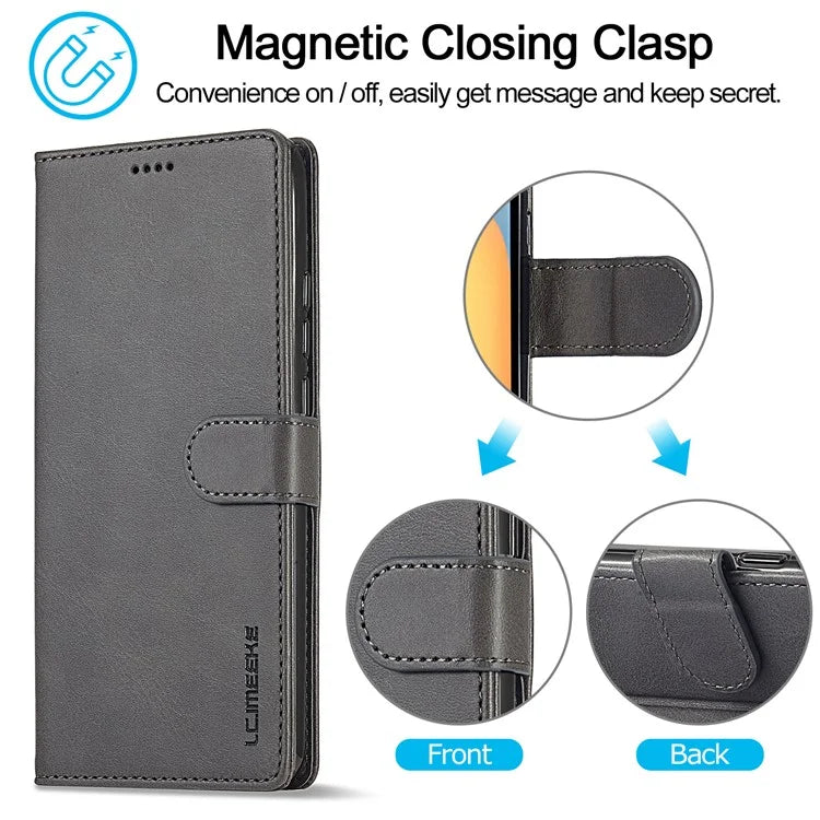 LC.IMEEKE For Xiaomi Redmi 13C 4G / 5G / Poco C65 4G Magnetic Phone Case Calf Texture Leather Wallet Cover