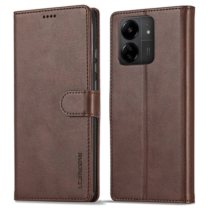 LC.IMEEKE For Xiaomi Redmi 13C 4G / 5G / Poco C65 4G Magnetic Phone Case Calf Texture Leather Wallet Cover