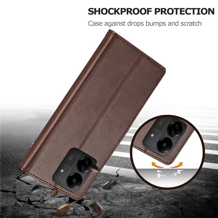 LC.IMEEKE For Xiaomi Redmi 13C 4G / 5G / Poco C65 4G Magnetic Phone Case Calf Texture Leather Wallet Cover