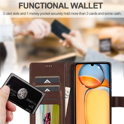 LC.IMEEKE For Xiaomi Redmi 13C 4G / 5G / Poco C65 4G Magnetic Phone Case Calf Texture Leather Wallet Cover