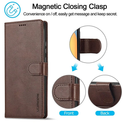 LC.IMEEKE For Xiaomi Redmi 13C 4G / 5G / Poco C65 4G Magnetic Phone Case Calf Texture Leather Wallet Cover