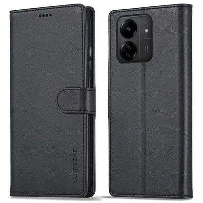 LC.IMEEKE For Xiaomi Redmi 13C 4G / 5G / Poco C65 4G Magnetic Phone Case Calf Texture Leather Wallet Cover