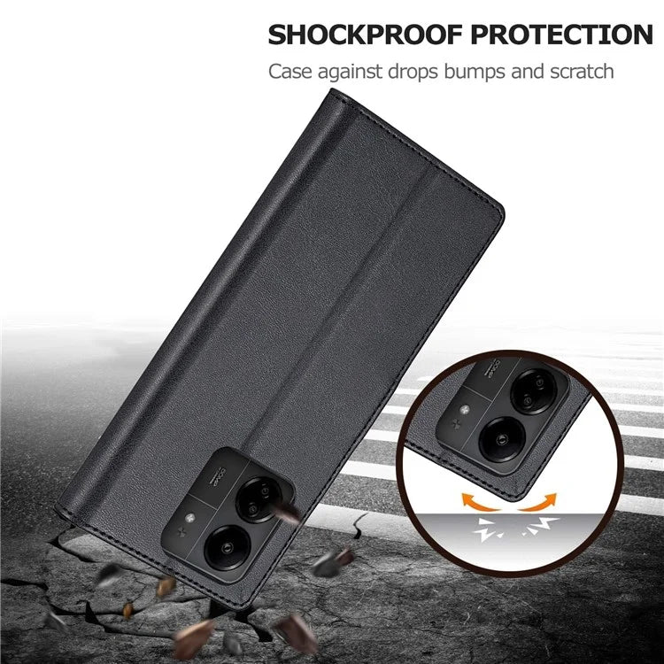 LC.IMEEKE For Xiaomi Redmi 13C 4G / 5G / Poco C65 4G Magnetic Phone Case Calf Texture Leather Wallet Cover