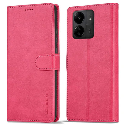 LC.IMEEKE For Xiaomi Redmi 13C 4G / 5G / Poco C65 4G Magnetic Phone Case Calf Texture Leather Wallet Cover