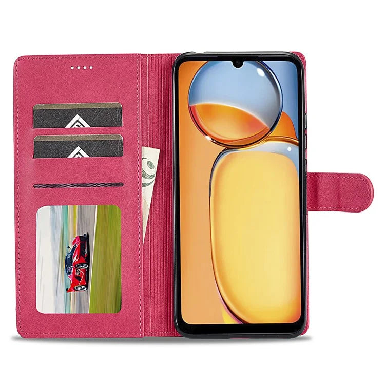 LC.IMEEKE For Xiaomi Redmi 13C 4G / 5G / Poco C65 4G Magnetic Phone Case Calf Texture Leather Wallet Cover