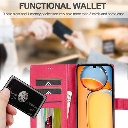 LC.IMEEKE For Xiaomi Redmi 13C 4G / 5G / Poco C65 4G Magnetic Phone Case Calf Texture Leather Wallet Cover