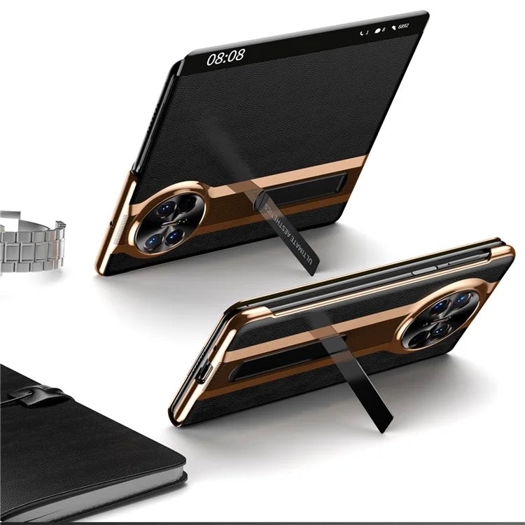 For Huawei Mate X5 Case View Window Litchi Texture Leather Phone Cover with Hidden Kickstand