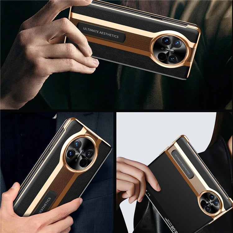 For Huawei Mate X5 Case View Window Litchi Texture Leather Phone Cover with Hidden Kickstand