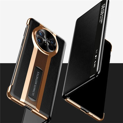For Huawei Mate X5 Case View Window Litchi Texture Leather Phone Cover with Hidden Kickstand