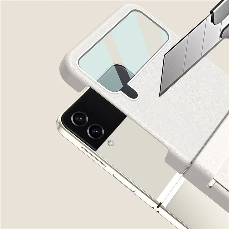 For Samsung Galaxy Z Flip3 5G / Z Flip4 5G Case Leather Hinge Protection Phone Cover with Retractable Stylus
