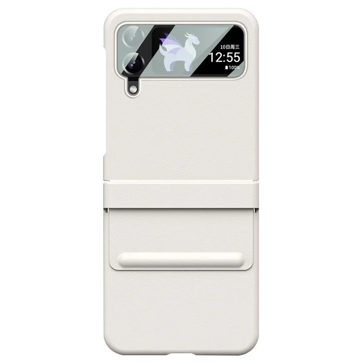 For Samsung Galaxy Z Flip3 5G / Z Flip4 5G Case Hinge Protection Leather+PC Cover with Window Film