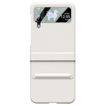 For Samsung Galaxy Z Flip3 5G / Z Flip4 5G Case Hinge Protection Leather+PC Cover with Window Film