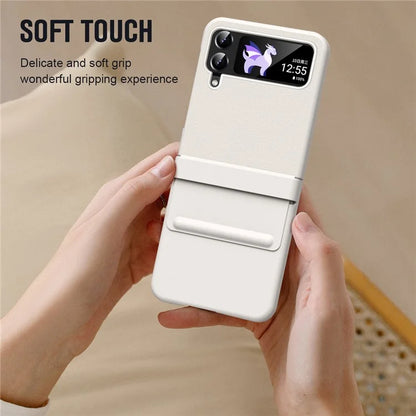 For Samsung Galaxy Z Flip3 5G / Z Flip4 5G Case Hinge Protection Leather+PC Cover with Window Film