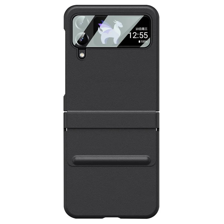For Samsung Galaxy Z Flip3 5G / Z Flip4 5G Case Hinge Protection Leather+PC Cover with Window Film