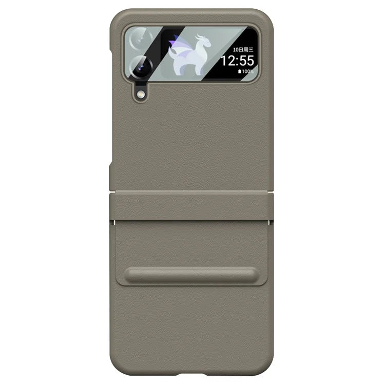 For Samsung Galaxy Z Flip3 5G / Z Flip4 5G Case Hinge Protection Leather+PC Cover with Window Film
