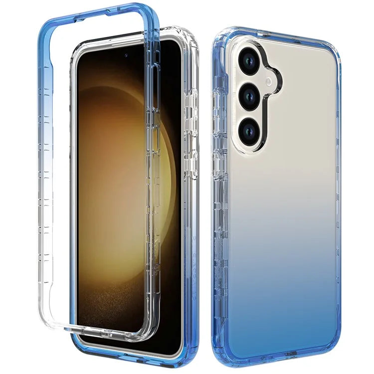 For Samsung Galaxy S24 Cell Phone Case Shockproof PC+TPU Clear Gradient Back Cover