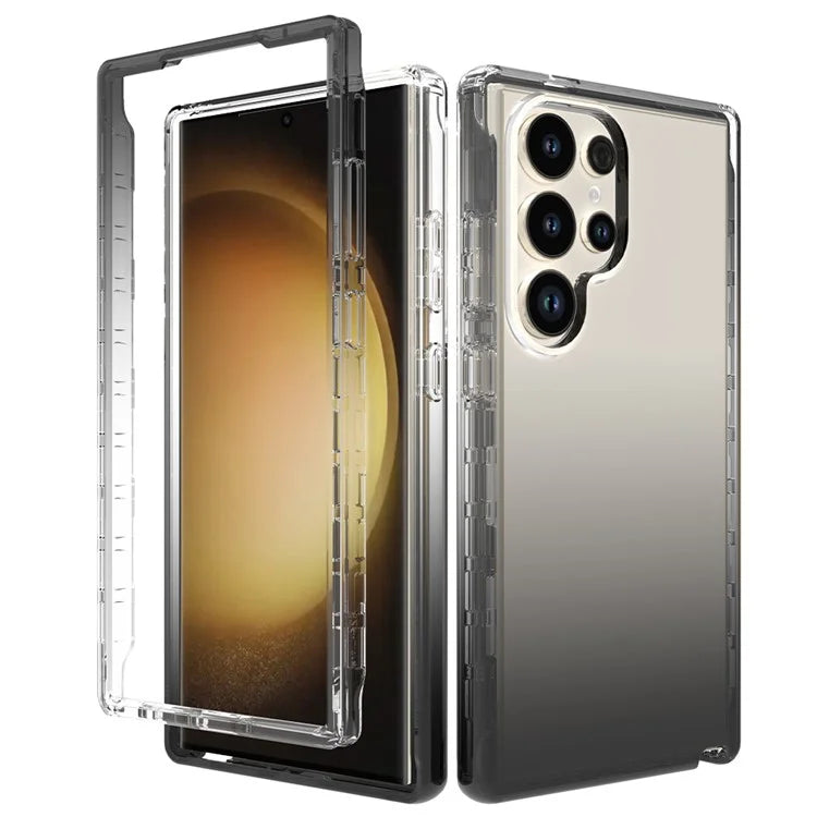 For Samsung Galaxy S24 Ultra Case Drop-resistant PC+TPU Clear Gradient Phone Protective Shell