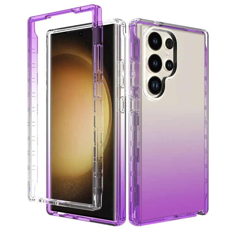 For Samsung Galaxy S24 Ultra Case Drop-resistant PC+TPU Clear Gradient Phone Protective Shell