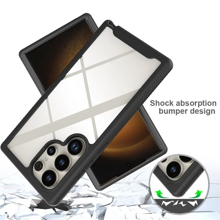 For Samsung Galaxy S24 Ultra Case with PET Screen Film PC+TPU Drop-resistant Phone Protector