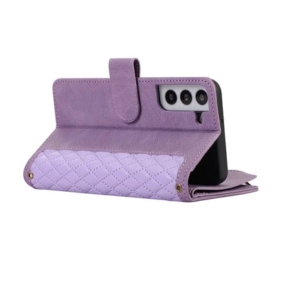 For Samsung Galaxy S21 5G / S21 4G Case 9 Card Slots Zipper Pocket Phone Cover with Wrist+Shoulder Straps