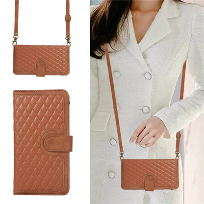 For iPhone 13 6.1 inch Magnetic Case 9 Card Slots Zipper Pocket Phone Cover with Wrist Strap