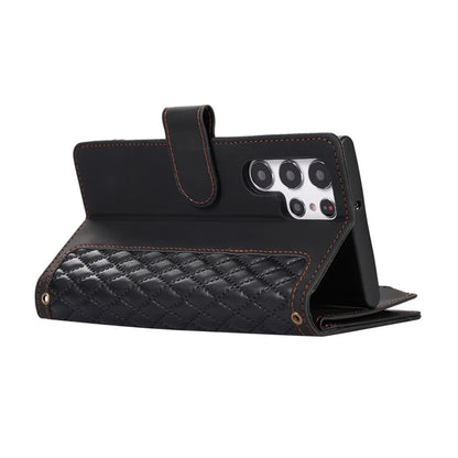 For Samsung Galaxy S22 Ultra 5G Cell Phone Case 9 Card Slots Zipper Pocket PU Leather Cover