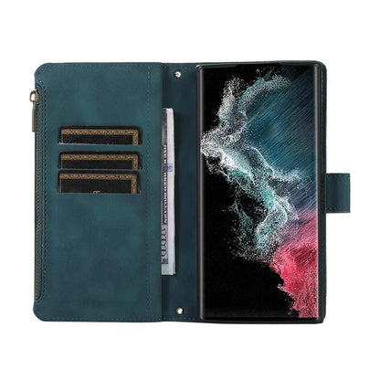 For Samsung Galaxy S21 Ultra 5G Cell Phone Case Rhombus Imprint Leather Wallet Cover with Wrist strap