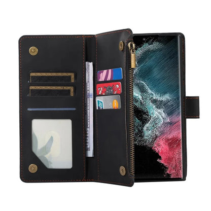 For Samsung Galaxy S21 Ultra 5G Cell Phone Case Rhombus Imprint Leather Wallet Cover with Wrist strap