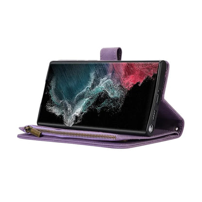 For Samsung Galaxy S21 Ultra 5G Cell Phone Case Rhombus Imprint Leather Wallet Cover with Wrist strap