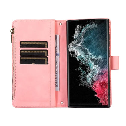 For Samsung Galaxy S21 Ultra 5G Cell Phone Case Rhombus Imprint Leather Wallet Cover with Wrist strap
