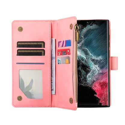 For Samsung Galaxy S21 Ultra 5G Cell Phone Case Rhombus Imprint Leather Wallet Cover with Wrist strap