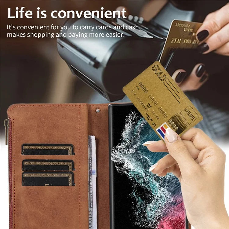 For Samsung Galaxy S21 Ultra 5G Cell Phone Case Rhombus Imprint Leather Wallet Cover with Wrist strap