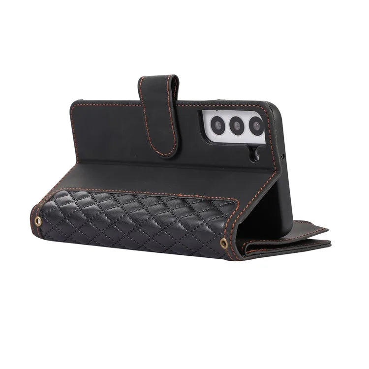 For Samsung Galaxy S21+ 5G Magnetic Phone Case Zipper Pocket 9 Card Slots PU Leather Stand Cover