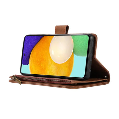 For Samsung Galaxy A73 5G Cell Phone Case Anti-drop 9 Card Slots Wallet Cover with Wrist Strap