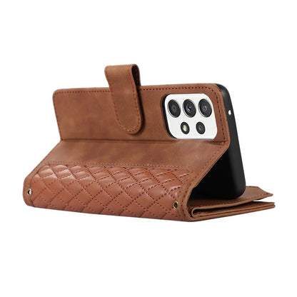 For Samsung Galaxy A73 5G Cell Phone Case Anti-drop 9 Card Slots Wallet Cover with Wrist Strap