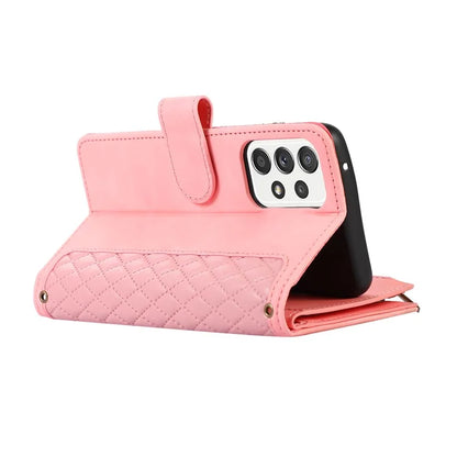 For Samsung Galaxy A73 5G Cell Phone Case Anti-drop 9 Card Slots Wallet Cover with Wrist Strap
